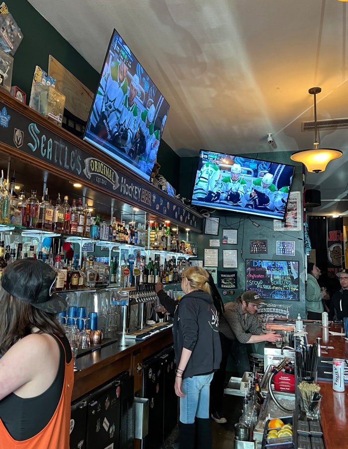 All hockey, all the time, on the televisions at The Angry Beaver.